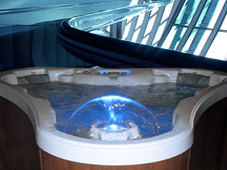 Гидромассажный бассейн спа Dupree Bay из топовой Bay Collection в пентхаусе.